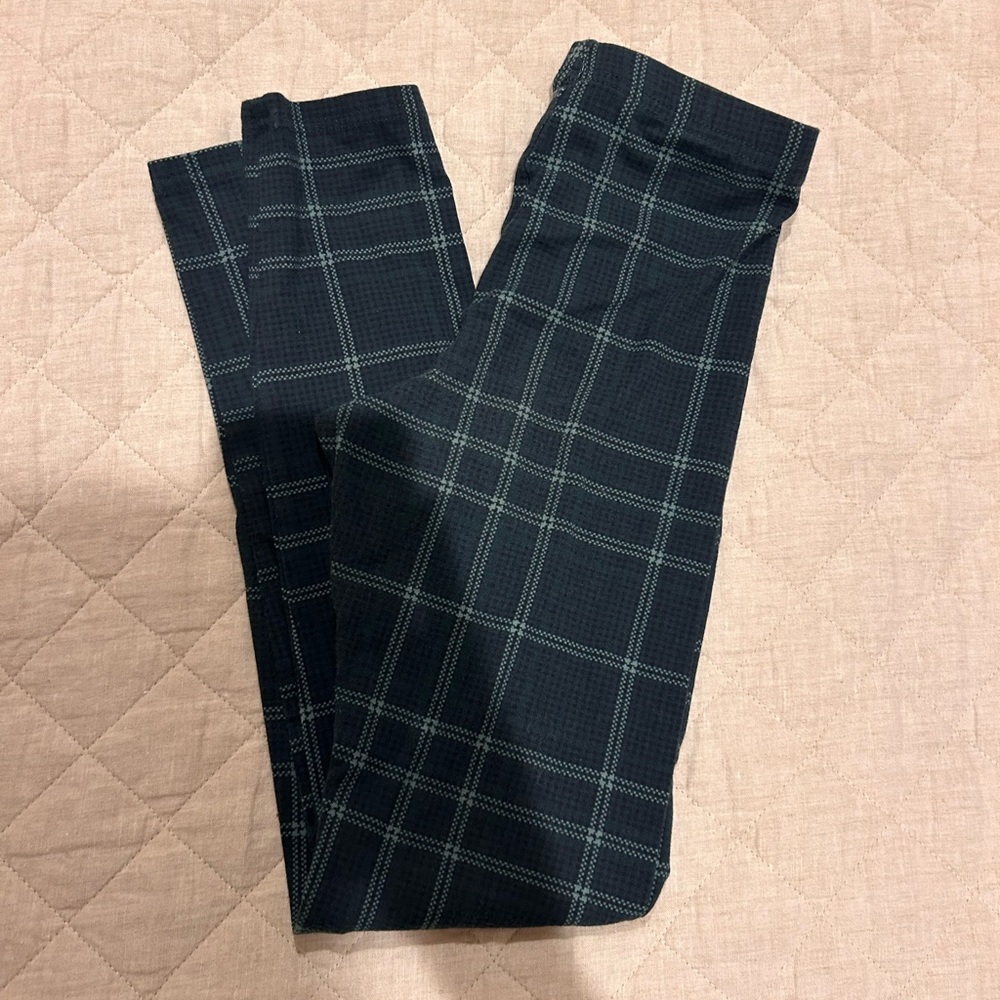 Old Navy Green Plaid Leggings Sz 10/12
